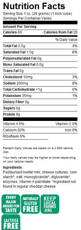 Cheddar Cheese Nutrition Facts 1 Oz - Nutrition Ftempo