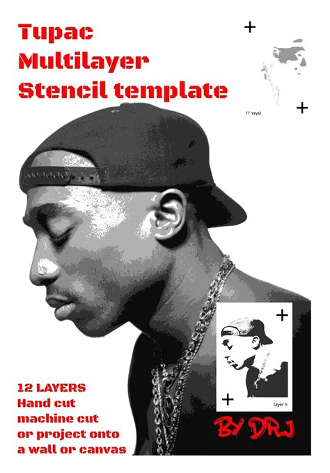 Tupac. Multi-layer Stencil Templates Project and Paint Wall Murals ...