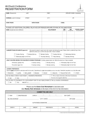 Fillable Online All-Church Conference REGISTRATION FORM Fax Email Print ...