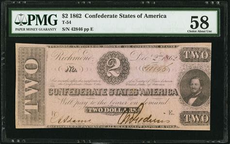 1862 $2 Two Dollars Confederate States of America Richmond CSA Bank ...