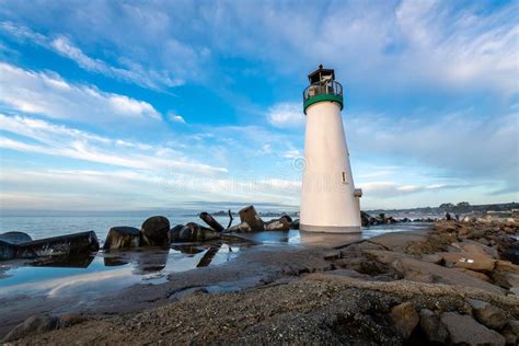 Santa Cruz`s Breakwater Lighthouse at Sunrise Stock Image - Image of ...