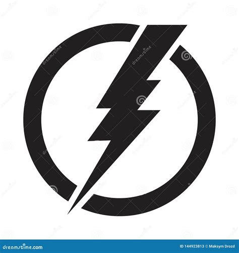 Lightning Bolt in Circle, Electricity Power Vector Icon Stock Vector - Illustration of logo ...