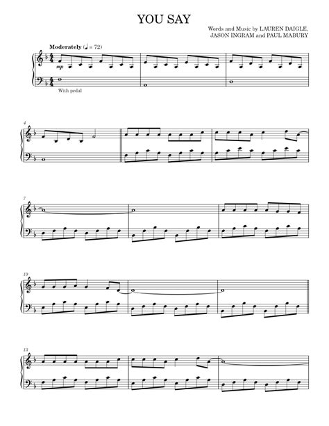 You Say Sheet music for Piano by Lauren Daigle Official | MuseScore.com