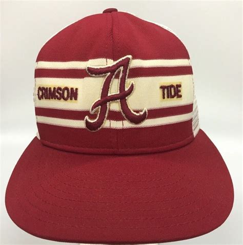 Vintage Alabama Snapback Hat Crimson Tide Roll Tide Bama Red White Mesh ...