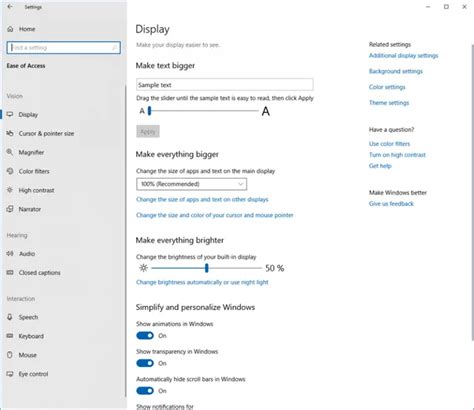 How to use Ease Of Access settings in Windows 10