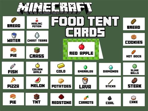 Free Minecraft Food Label Printables - Printable Word Searches