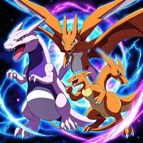 mega evolved Charizard and Mega Evolve Mewtwo X and Y in anime - AI ...