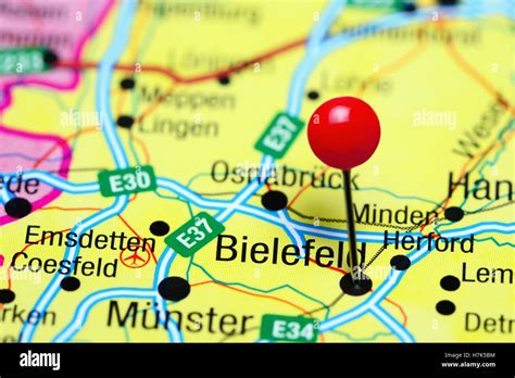 Bielefeld pinned on a map of Germany Stock Photo - Alamy