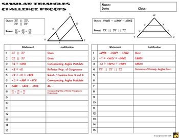 Similar Triangles Proofs - Two Column Proof Practice and Quiz by Math Giraffe