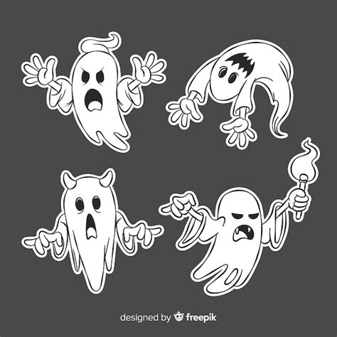 Halloween ghost making funny faces Vector | Free Download