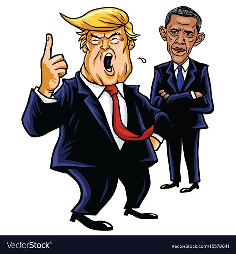 Donald trump and barack obama cartoon caricature Vector Image