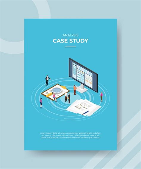 Free Vector | Case study concept poster template with isometric style vector illustration