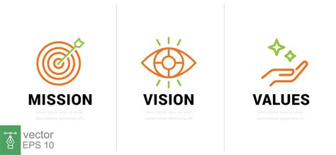 Mission. Vision. Values. Web page template. Modern flat design concept. Goal, strategy, target ...