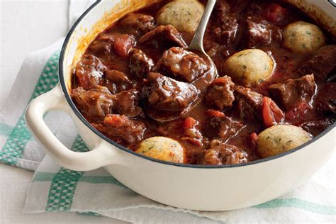 Beef and tomato casserole with herb dumplings - Recipes - delicious.com.au