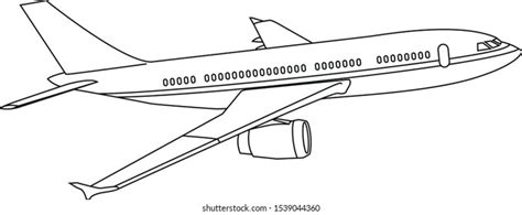 Flying Airplane Outline Side View Stock Vector (Royalty Free) 1539044360 | Shutterstock