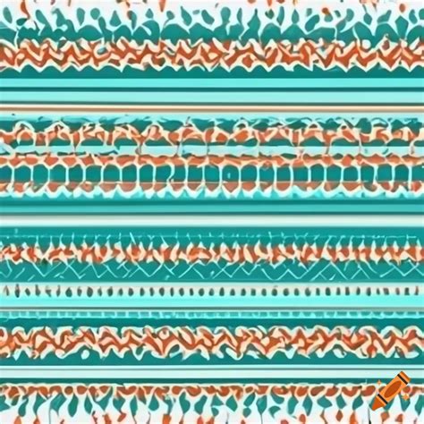 Horizontal divider line with orange and turquoise ornament on white background on Craiyon