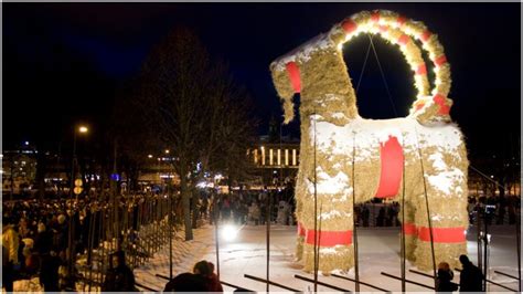 The Gävle goat - the Swedish Christmas goat sculpture that is burned almost every year