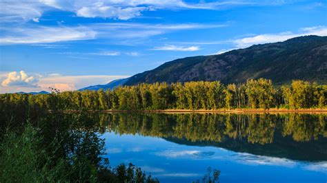 Beautiful Mountain Greenery Scenery View With Reflection Of Green Trees On Lake 4K HD Nature ...