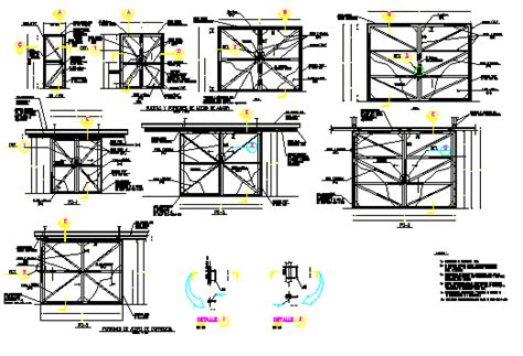 Doors and folding gates steel design drawing - Cadbull