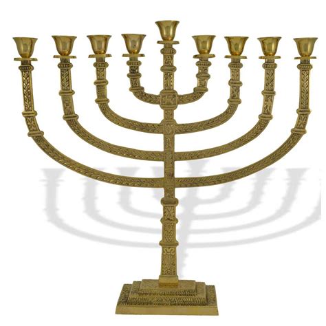 Hanukkah Gifts-Ornate Hanukkah Menorah Brass