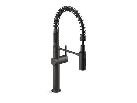 KOHLER 22973-BL Crue Kitchen Sink Faucet with Single Lever Handle, Pre-Rinse Kitchen Faucet ...