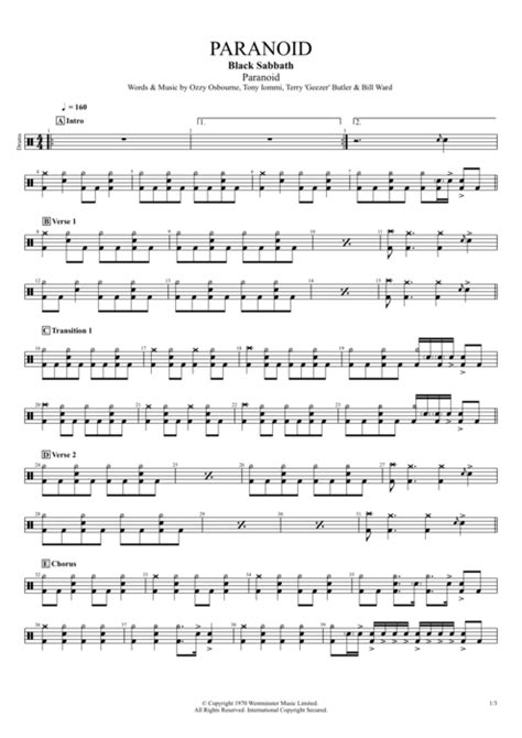 Paranoid Tab by Black Sabbath (Guitar Pro) - Full Score | mySongBook