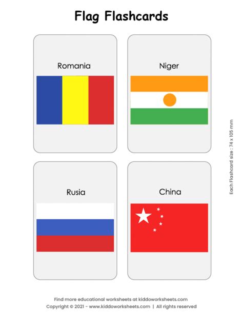 Free Printable Country Flags Flashcards Worksheet - kiddoworksheets