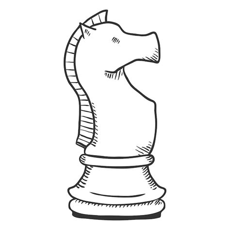 Premium Vector | Vector Single Sketch Illustration Knight Chess Figure