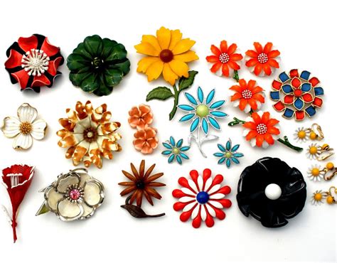 The Jewelry Lady's Store: Vintage Enamel Flower Brooches