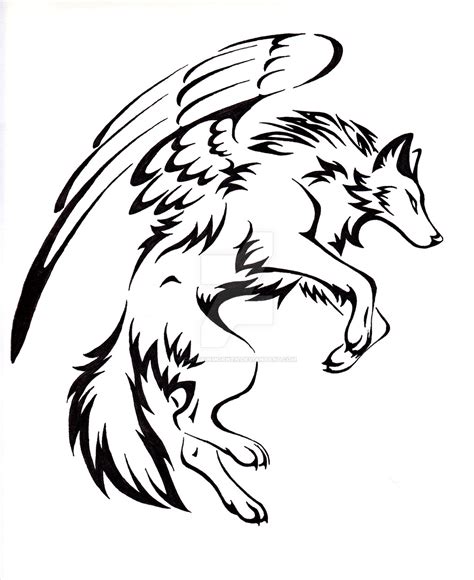 Wolf Drawing With Wings at GetDrawings | Free download