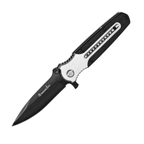 Grey Black Metal Assisted Folding Knife - Belt Clip