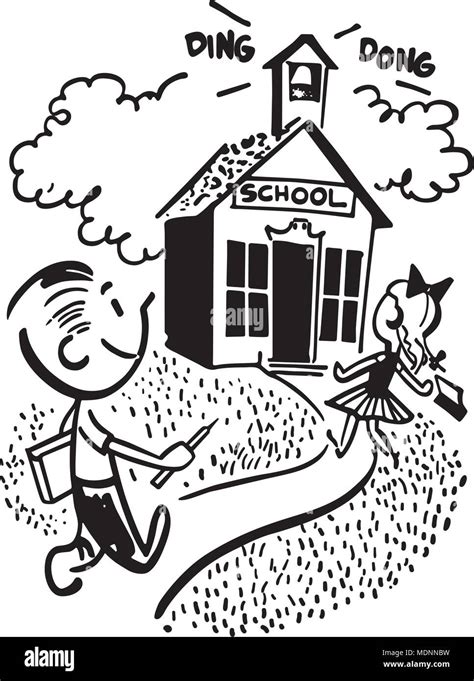 Child Going To School Clipart Black And White