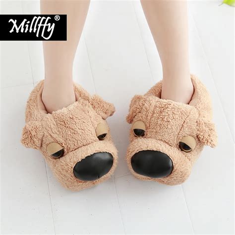 Millffy Couple home slippers Anime Cartoon Dog Slippers Lovers Warm ...