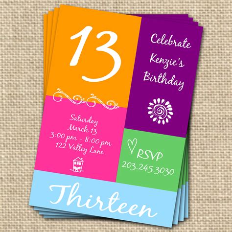 13Th Birthday Invite Template