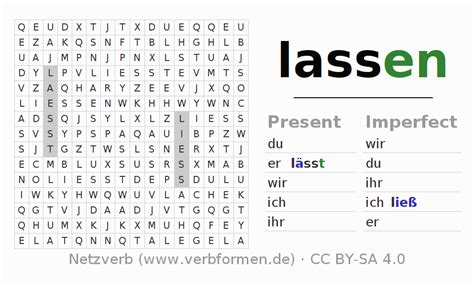 Worksheets German "lassen" - Exercises, downloads for learning | Netzverb Dictionary