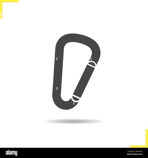 Carabiner icon. Drop shadow karabiner silhouette symbol. Metal ...