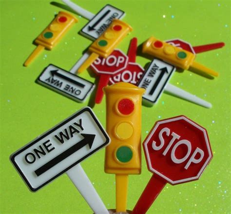 Traffic Signs Cupcake Toppers Set of 12