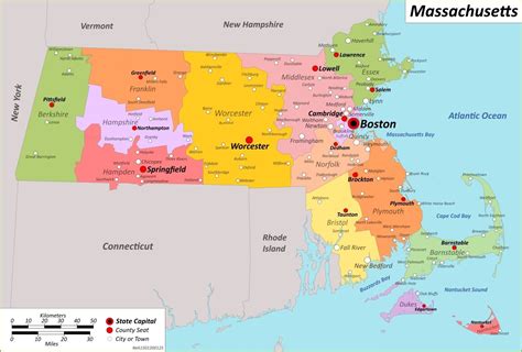 Massachusetts County Map With Cities