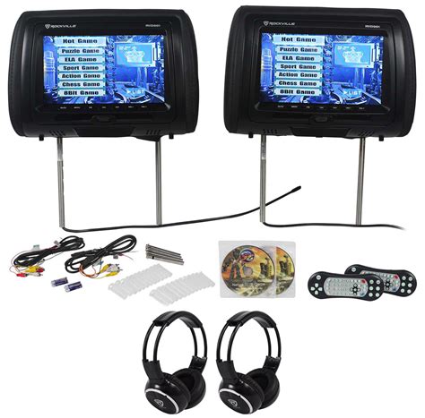 Rockville RVD951-BK 9” Black Dual DVD/HDMI Car Headrest Monitors+2 ...