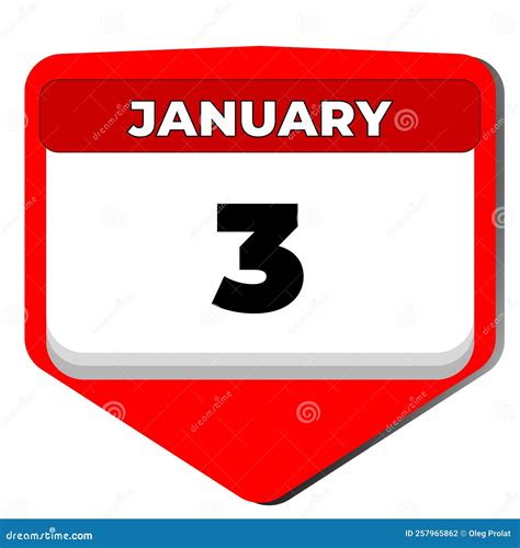 3 January Vector Icon Calendar Day. 3 Date of January. Third Day of ...