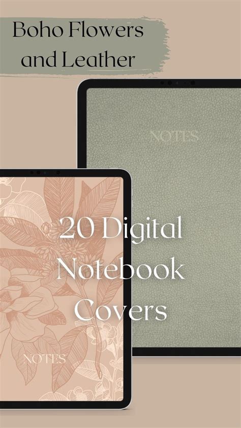 20 Floral & Leather Texture Digital Notebook Covers for - Etsy ...