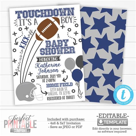 Football Baby Shower Invitation, Football Invite, Football Baby ...