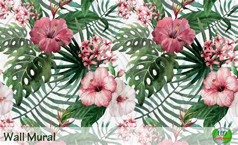 Tropical Leaves Wallpaper. Tropical Flowers Removable Wall | Etsy in 2021 | Watercolor floral ...