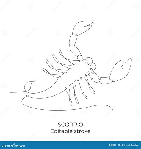 Scorpio Zodiac Constellation One Single Hand Drawing Continues Line. Vector Stock Illustration ...