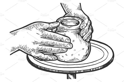 Pot of clay on potters wheel vector | Creative Daddy