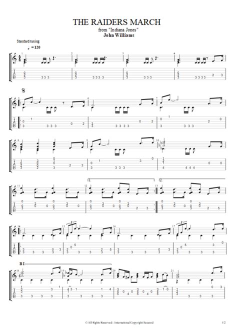 Tablature The Raiders March (from Indiana Jones) de John Williams (Guitar Pro) - Guitare seule ...