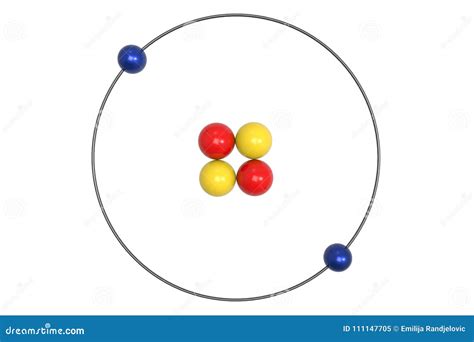 Helium Atom Bohr Model with Proton, Neutron and Electron Stock ...