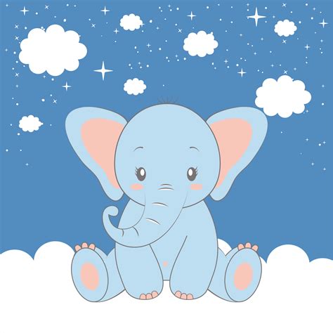 Quadro para quarto bebê Bebê fofo desenho de elefante azul - TenStickers