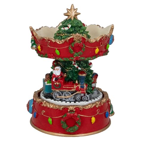 6" Red and Gold Musical Santa on Train Christmas Carousel Music Box - Walmart.com - Walmart.com