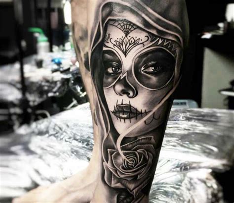 Muerte tattoo by Ruben Barahona | Post 23740 | Death tattoo, Skull girl tattoo, Mexican skull ...